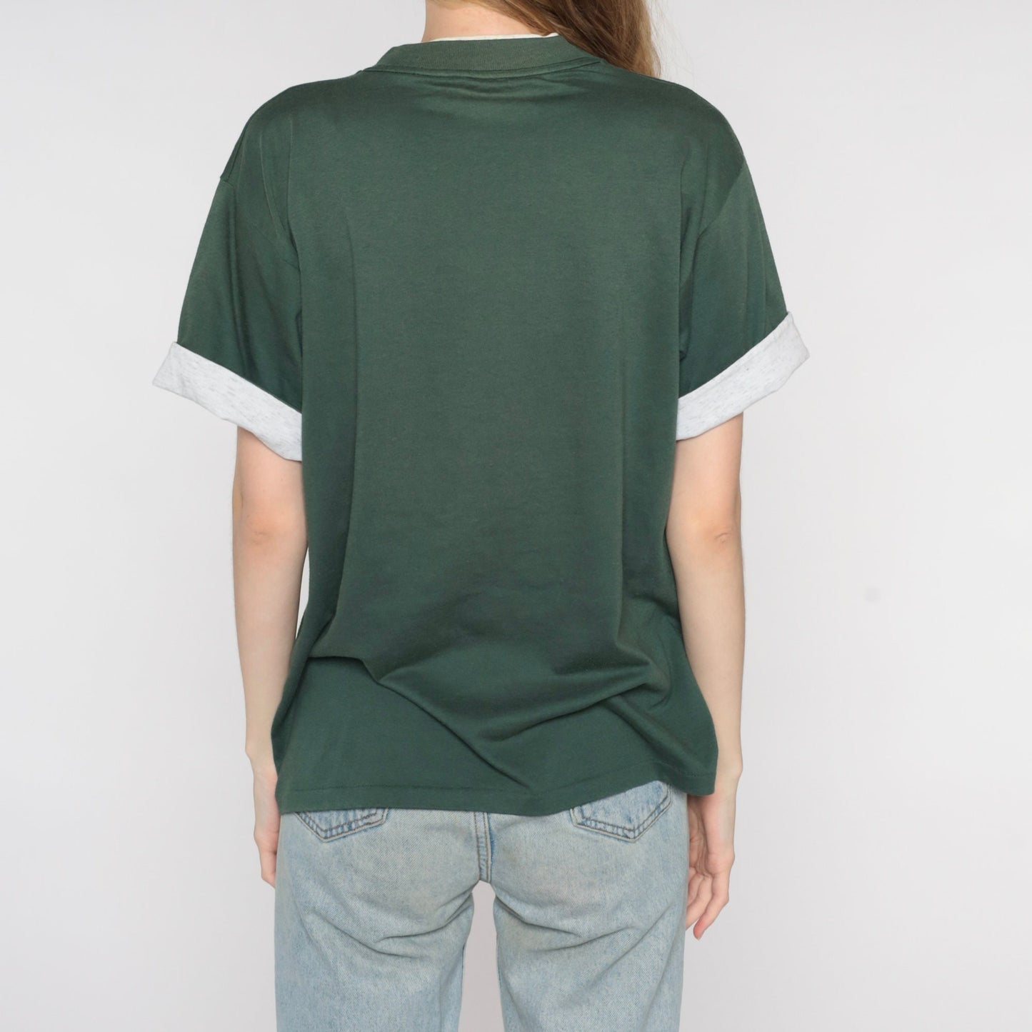 90s Canadian North Vancouver Wildlife Elk Graphic Tee Green Medium