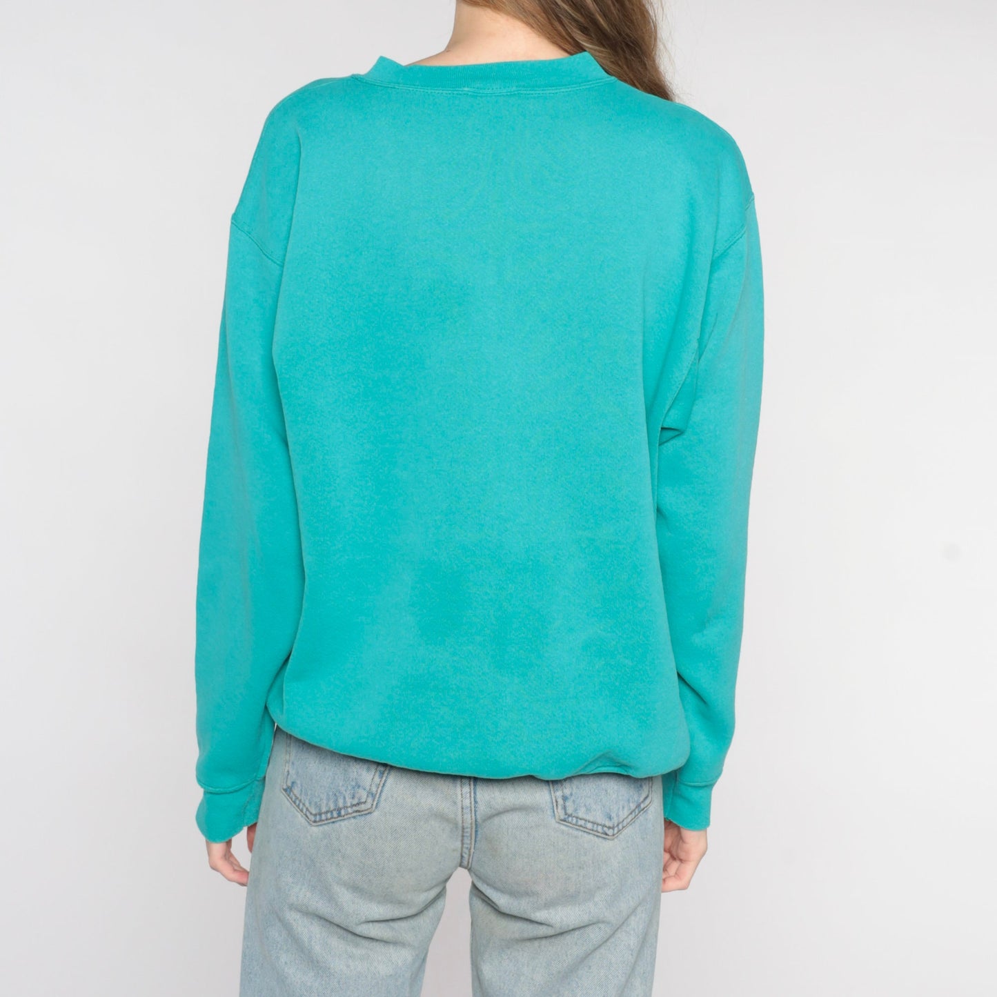 90s Salishan Oregon Gleneden Beach Spa Resort Embroidered Sweatshirt Teal Cotton Medium Large