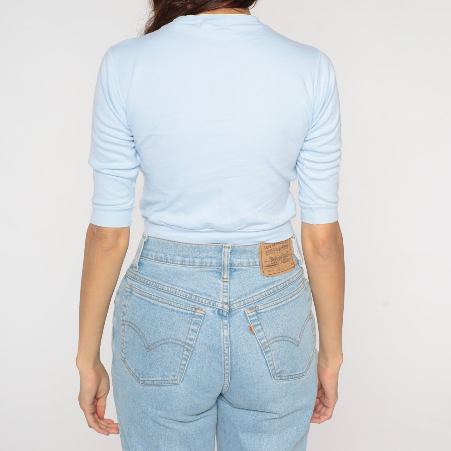 90s Mighty Ranger Graphic Crop Top Baby Blue T-Shirt 2XS