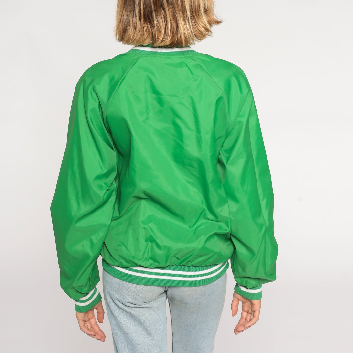 80s Steel & Wire Co Loveland Colorado Bomber Jacket Green Nylon Small