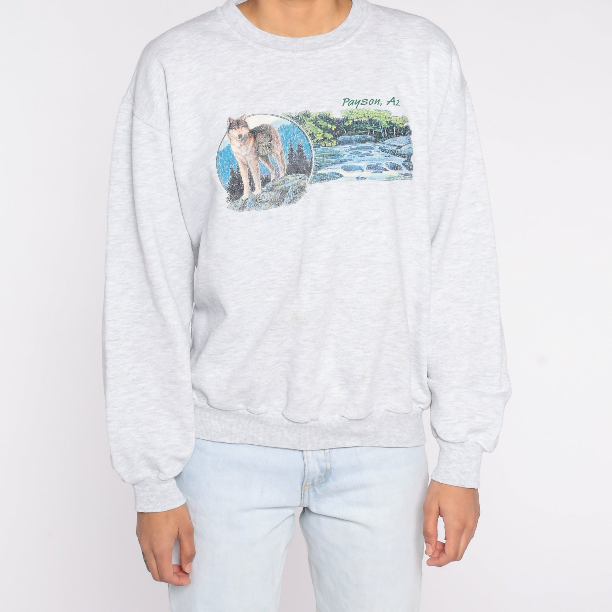 90s Payson Arizona Wolf Creek Graphic Sweatshirt Jerzees Medium