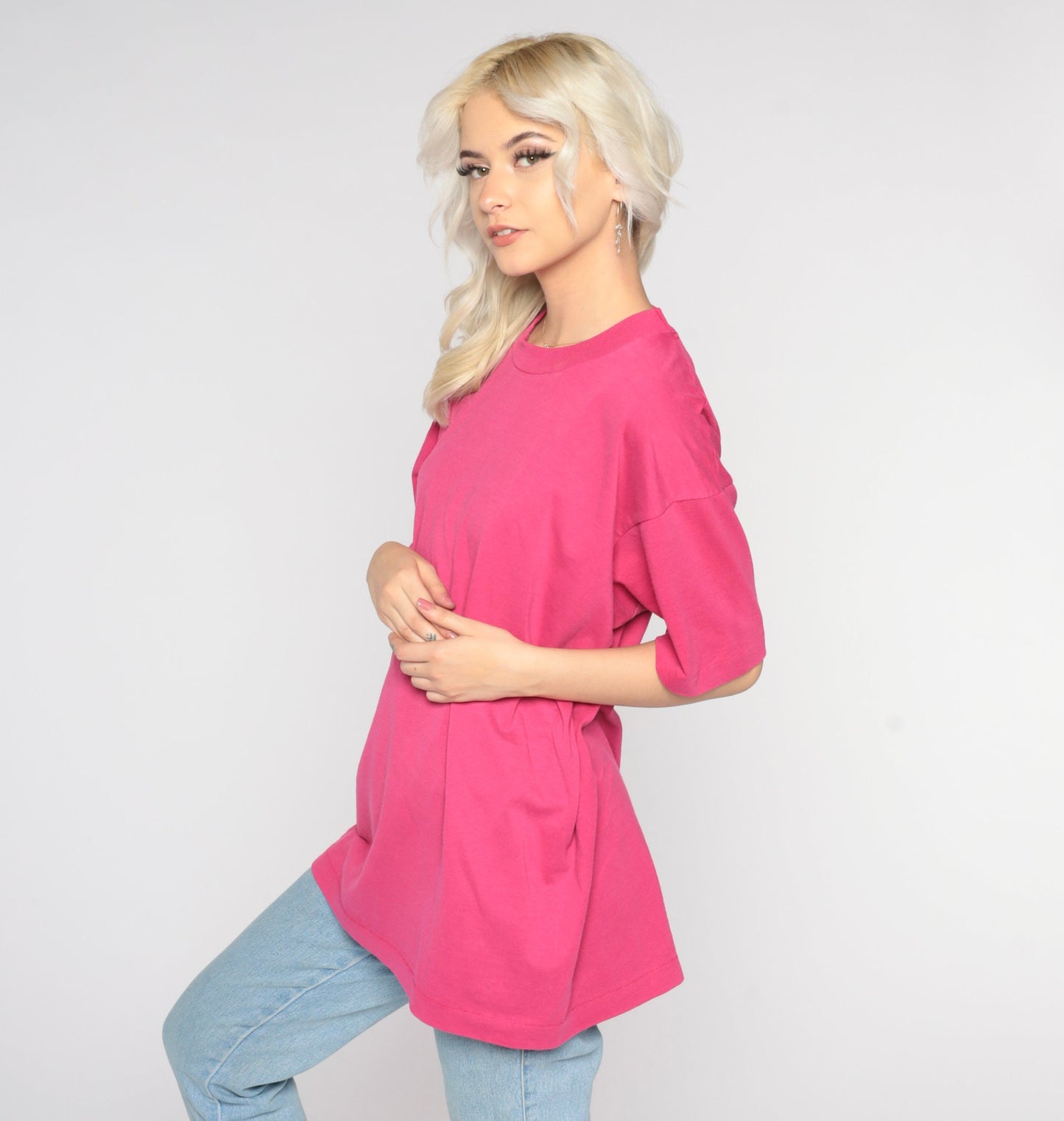 80s Fruit of the Loom Hot Pink Single Stitch T-Shirt Extra Large XL