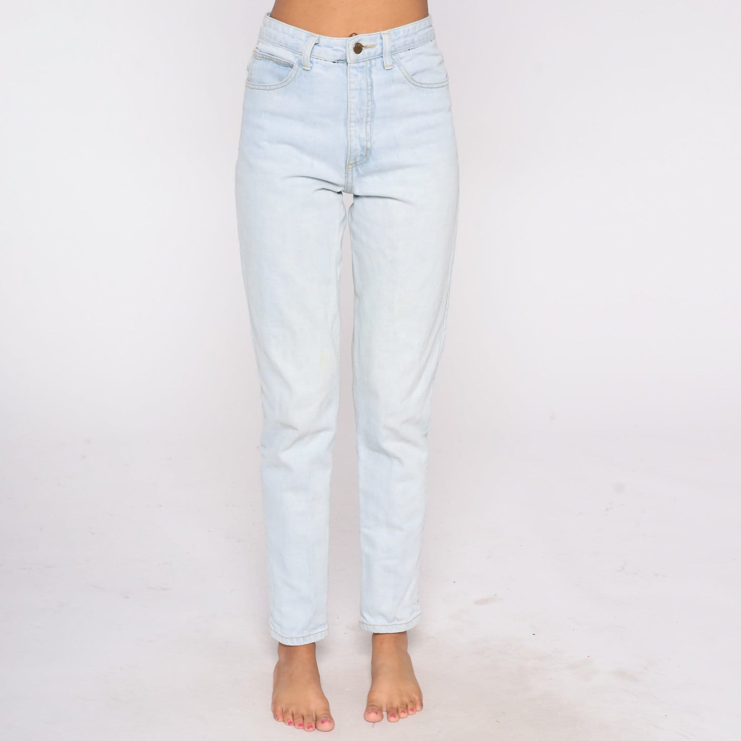 90s Guess High Waisted Tapered Jeans Light Stone Wash Denim Small S