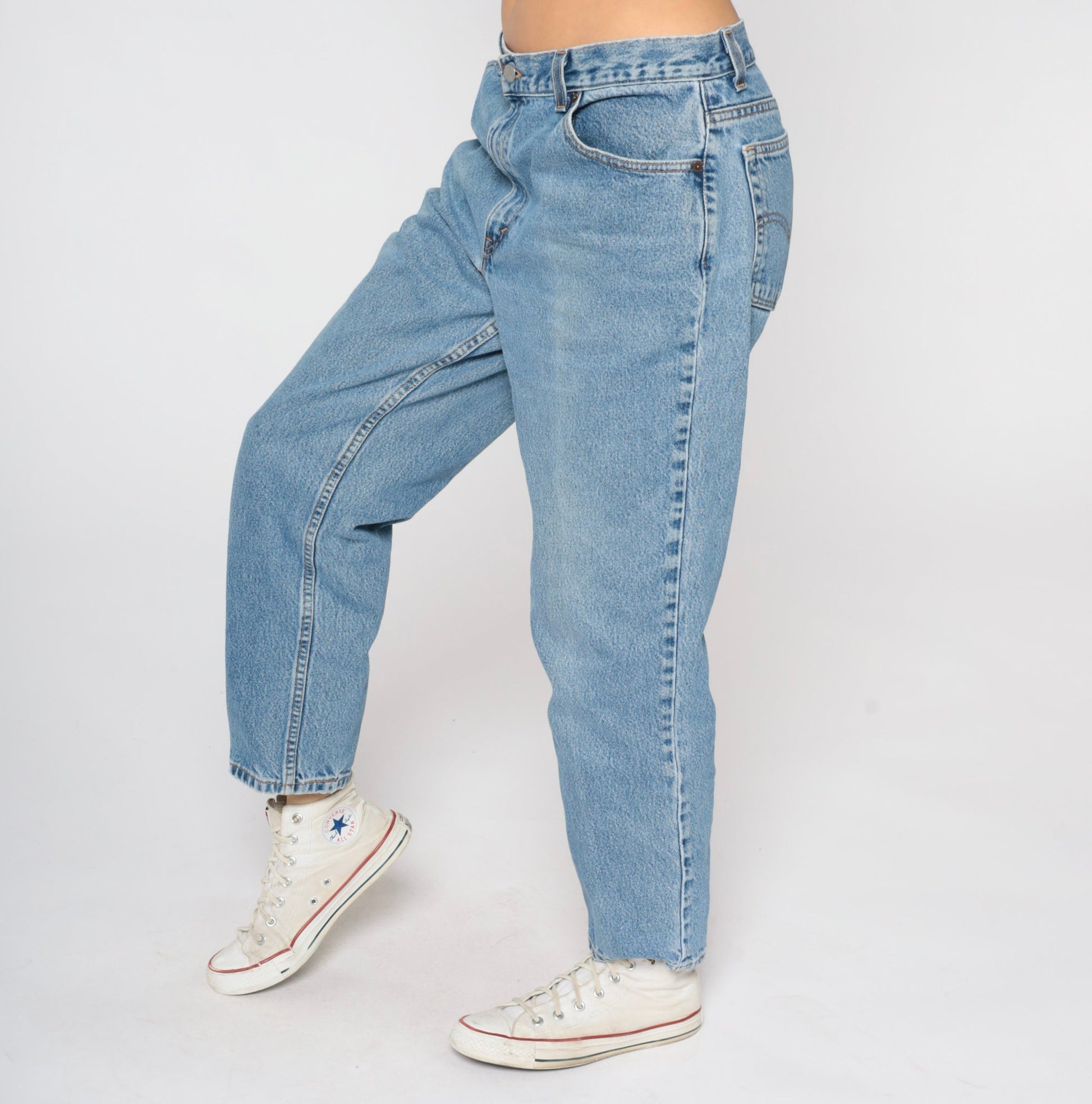 Levi's 550 High Waist Jeans 80s Blue Denim Tapered Leg Made USA 14