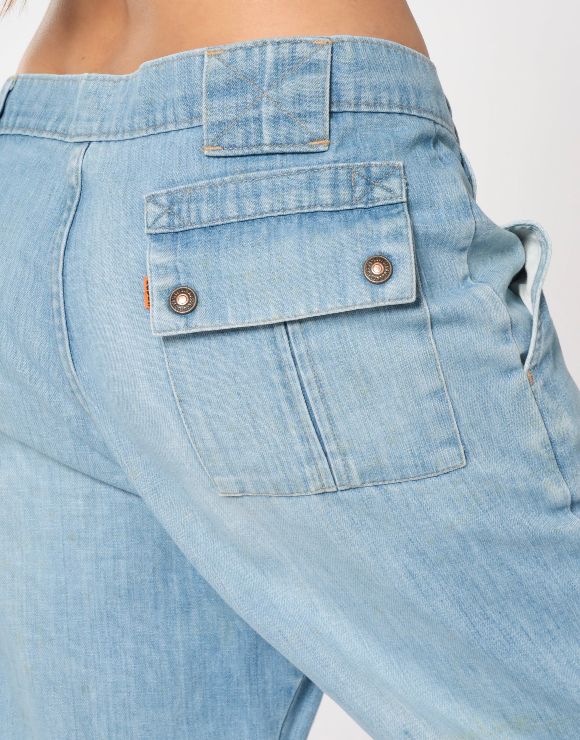 70s Levi's Orange Tab Bell Bottom Jeans High Waist Blue Denim Men's 35