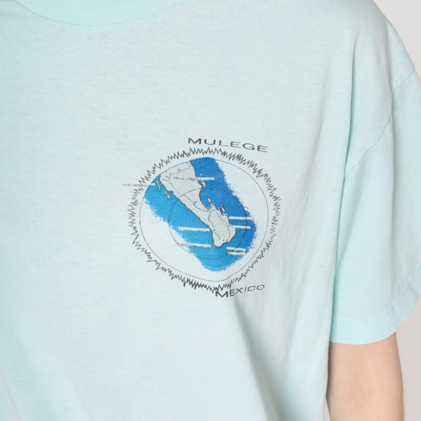 1991 Solar Eclipse Mulege Mexico T-Shirt Light Blue Graphic Tee Large L