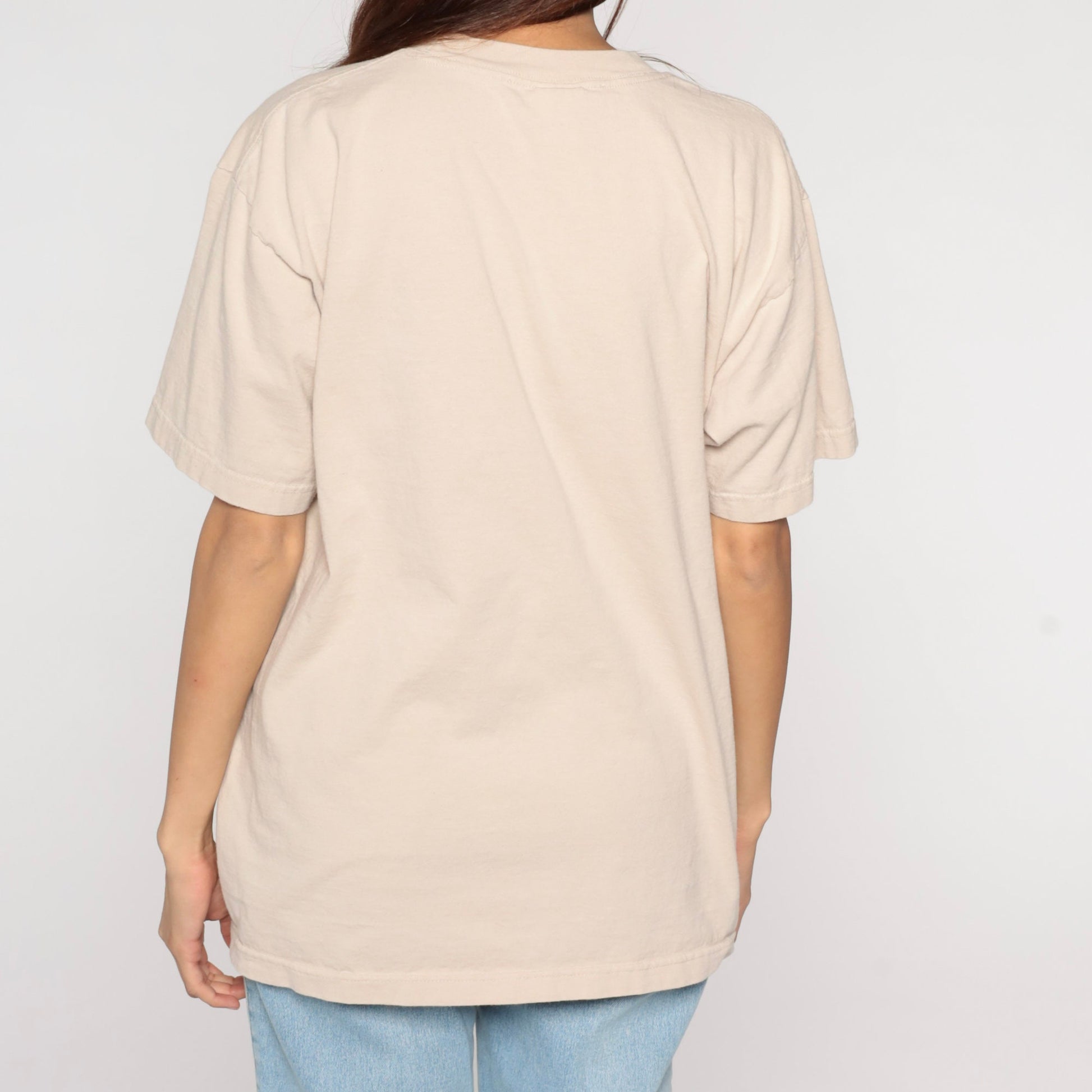 Y2K West LA College Dad Graphic Tee Tan Cotton Large
