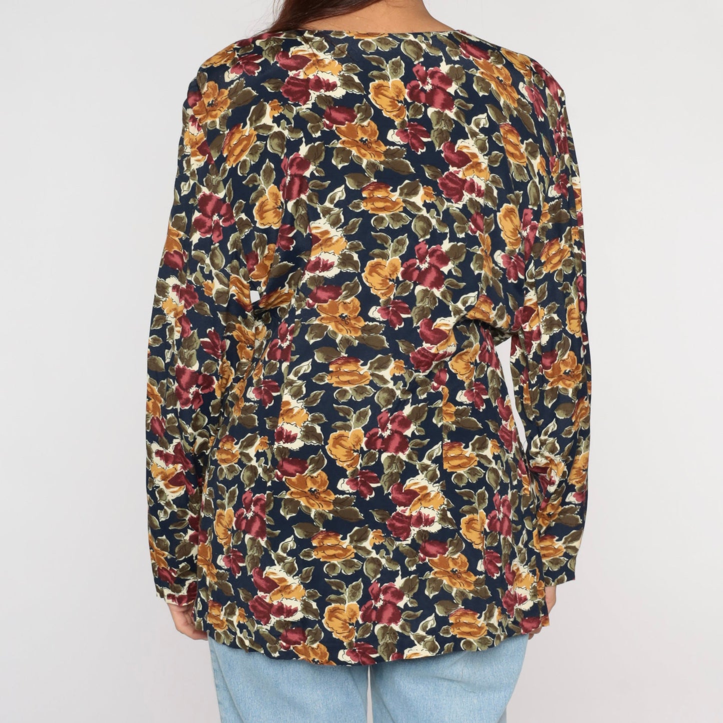 90s Floral Double Breasted Rayon Jacket Medium M