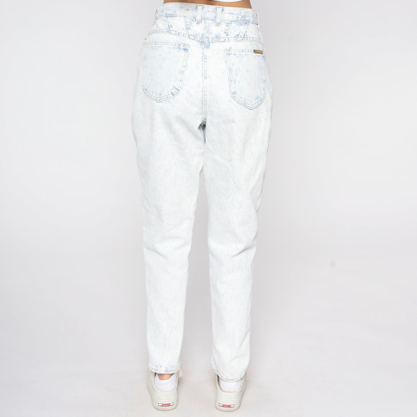 90s Gitano Acid Wash Mom Jeans High Waist Blue White Denim Tall Small