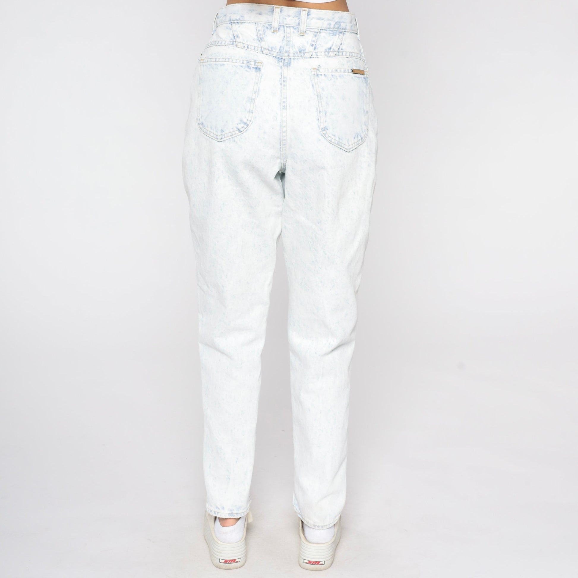 90s Gitano Acid Wash Mom Jeans High Waist Blue White Denim Tall Small