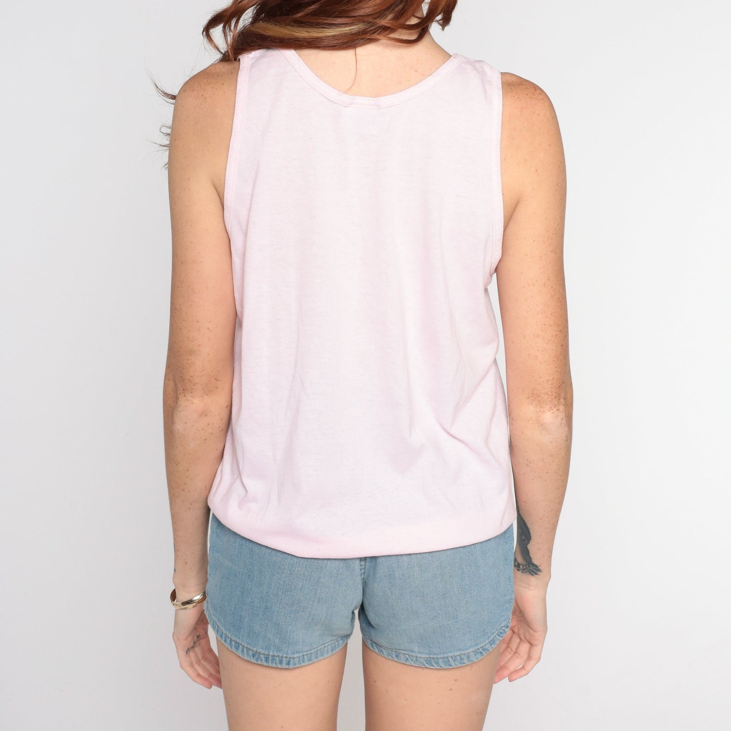 80s Turkey Hunt Thanksgiving Tank Top Graphic Sleeveless Tee Baby Pink Medium