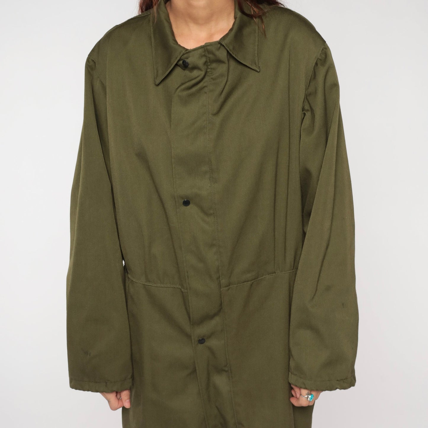 90s Army Olive Green Jumpsuit Military Coveralls Long Sleeve Men's Medium