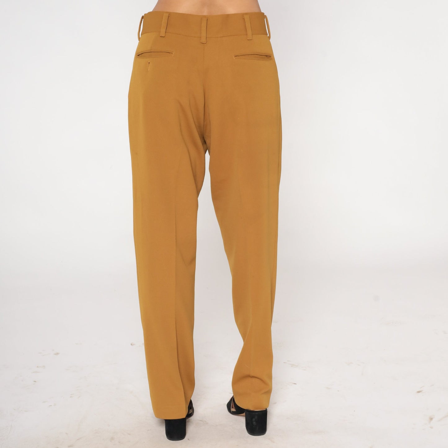 70s Brown Straight Leg Trousers High Rise Menswear Slacks Large 34