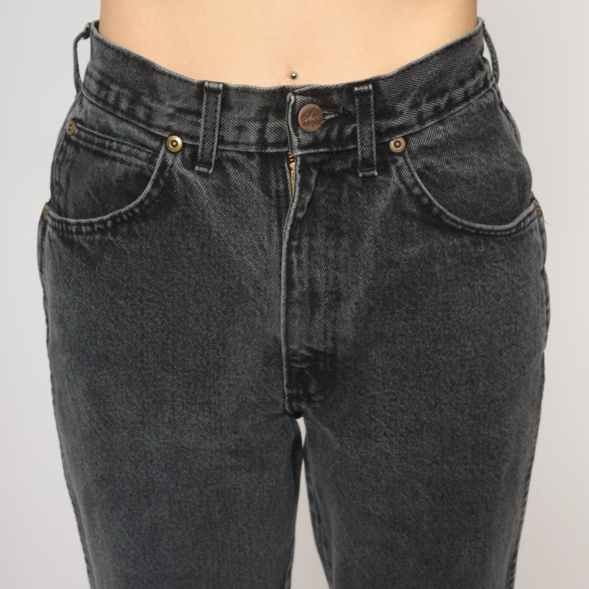 90s Black Tapered High-Waist Denim Jeans Extra Small XS