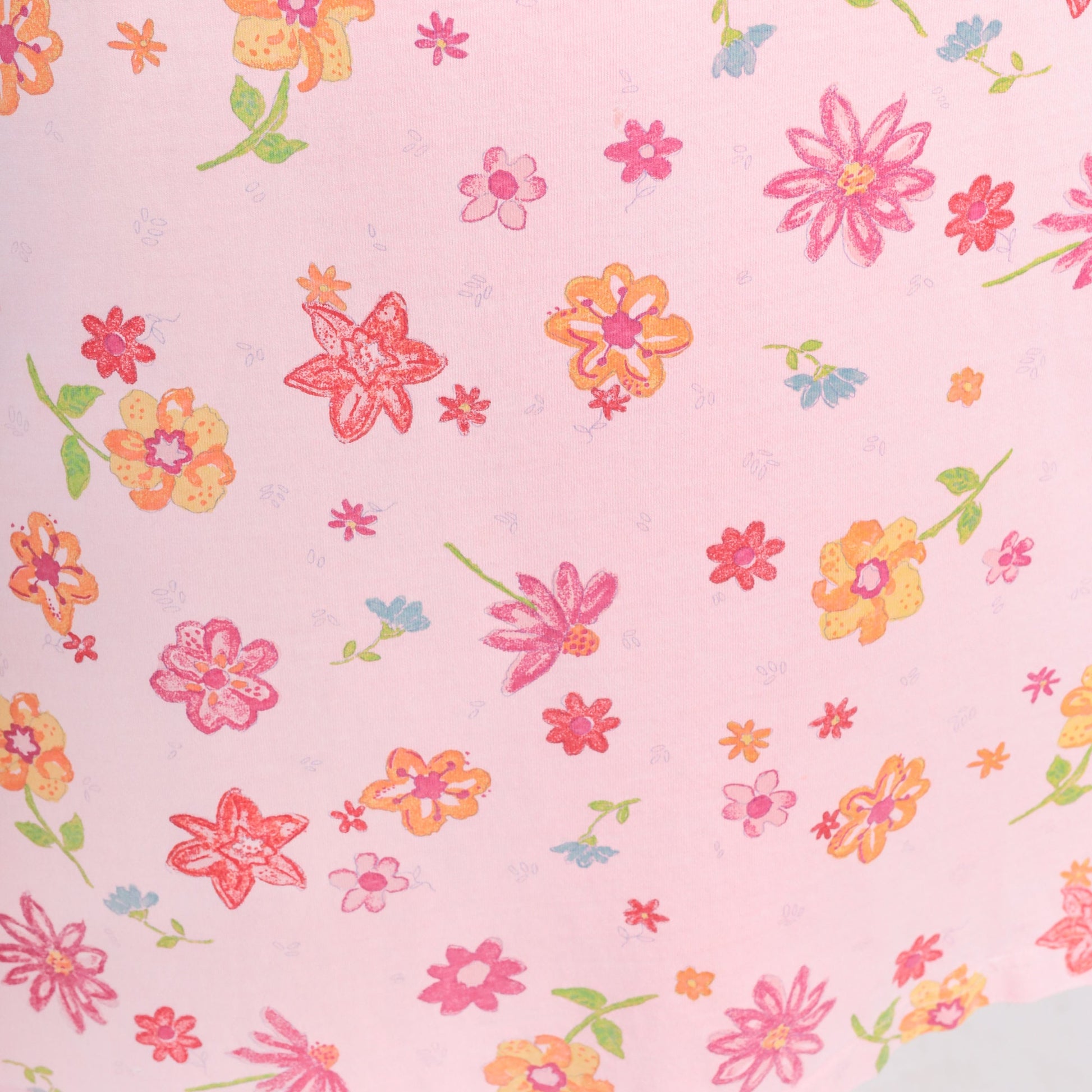 Y2K Pink Floral Tank Mini Dress V-Neck Cotton Small