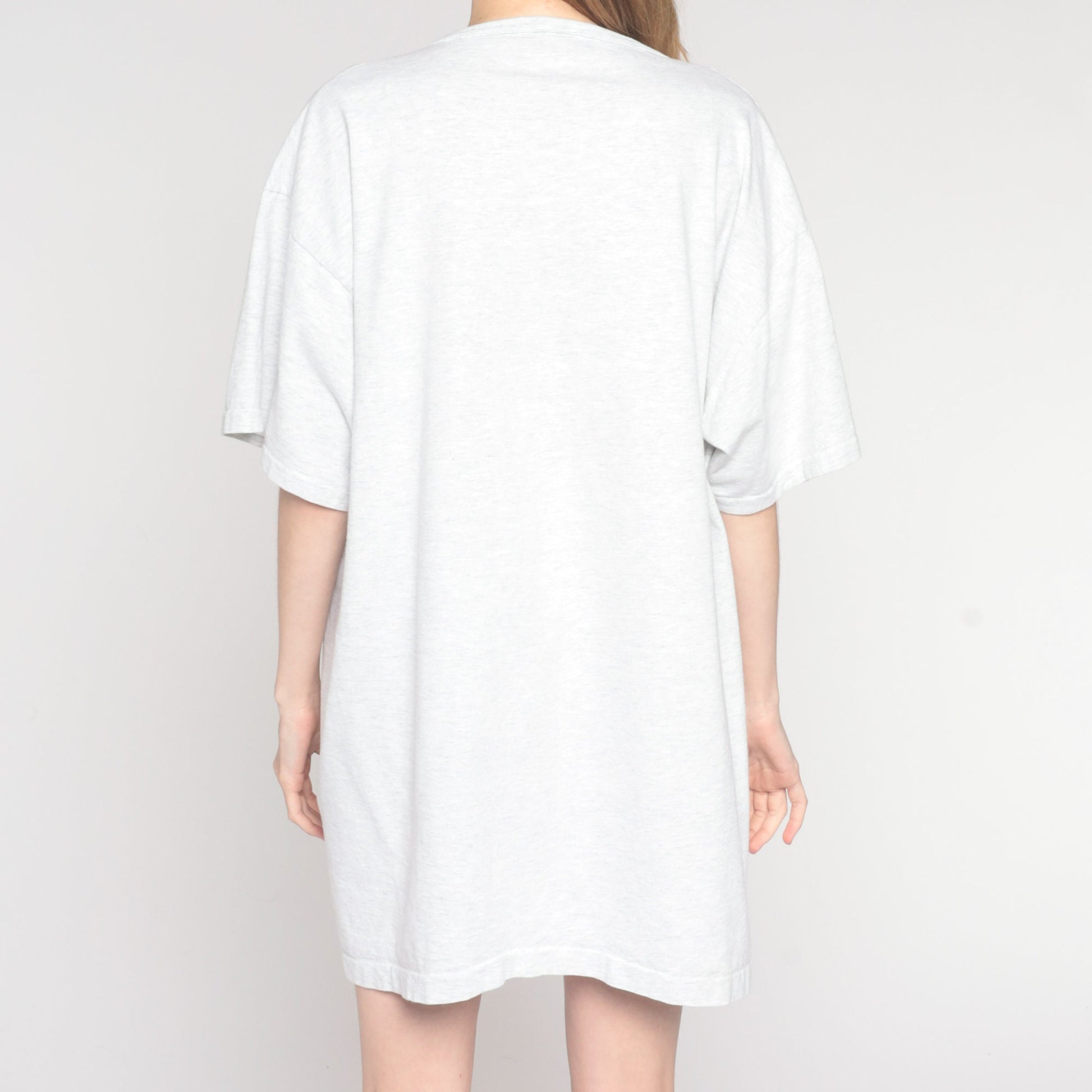 90s First Mate Nautical Graphic T-Shirt Dress Light Grey Cotton One Size