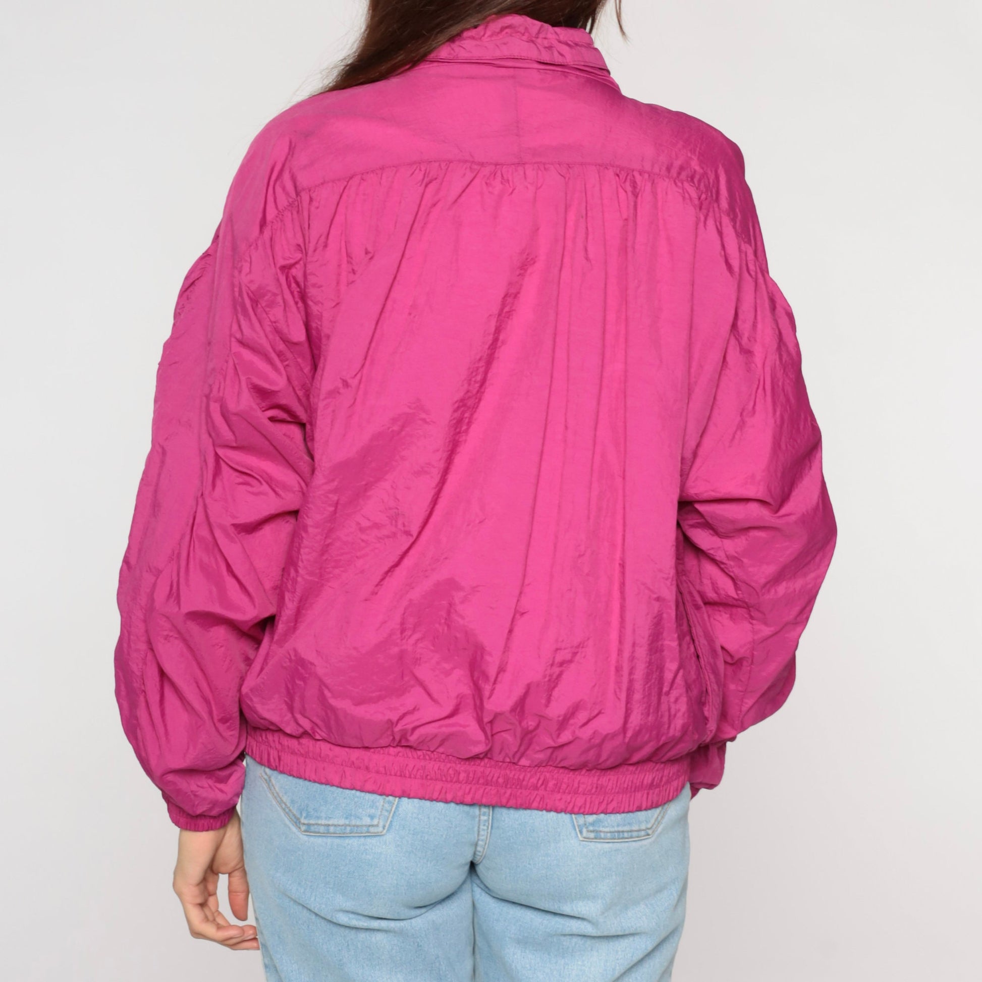 90s Gitano Hot Pink Windbreaker Jacket Zip Up Medium M