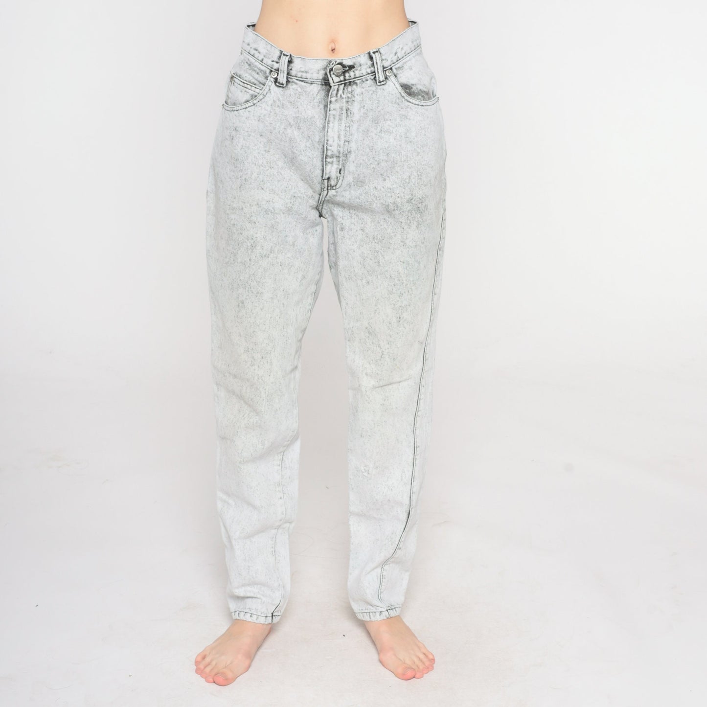 80s Sasson Acid Wash Mom Jeans Grey Denim High Rise Tapered Small S