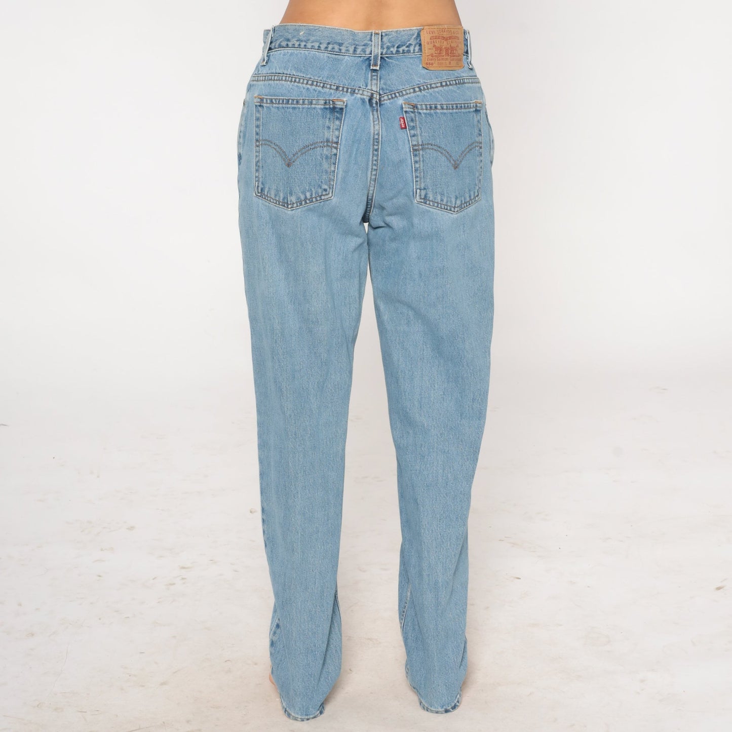 90s Levi's 550 High Waisted Tapered Denim Jeans Blue Large Long