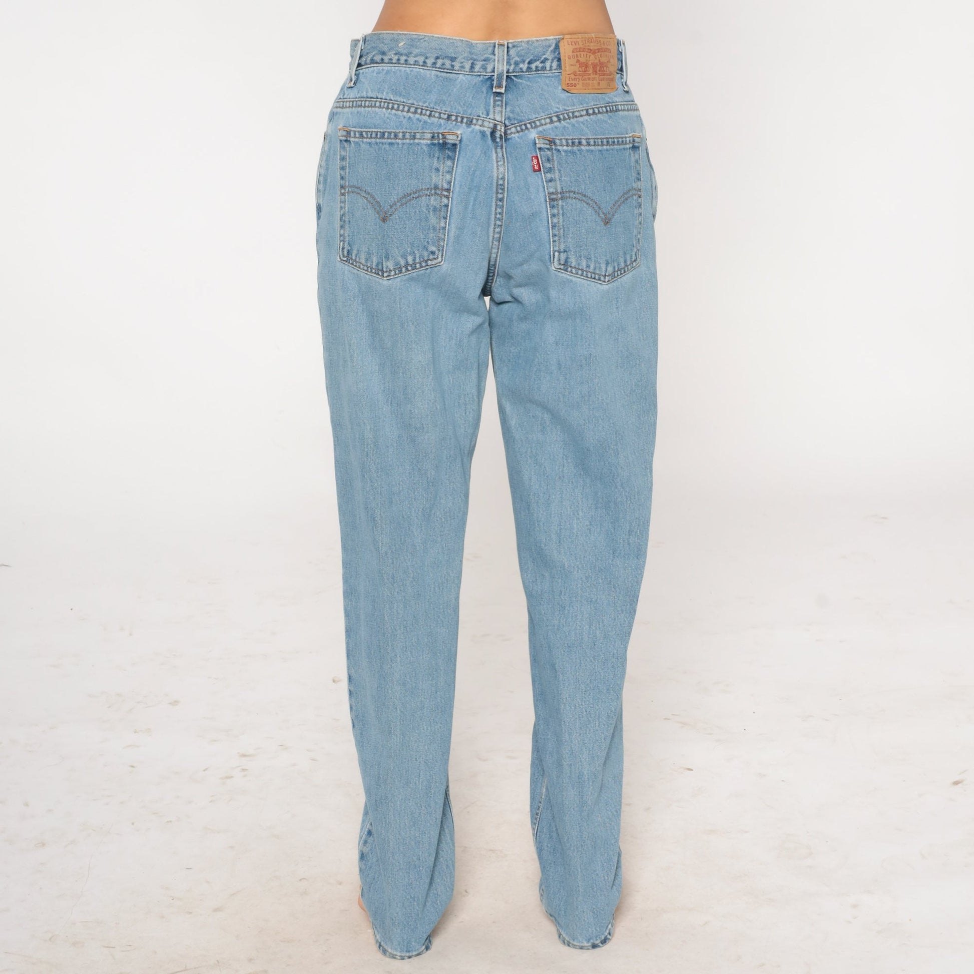 90s Levi's 550 High Waisted Tapered Denim Jeans Blue Large Long