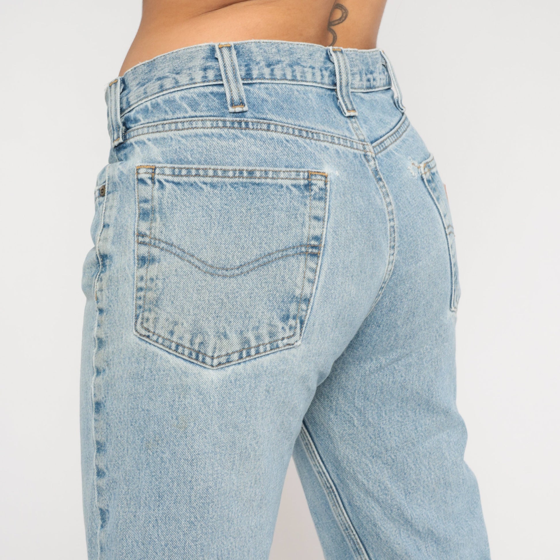 Carhartt Y2K Straight Leg Jeans Light Wash Knee Rip Distressed Denim Large
