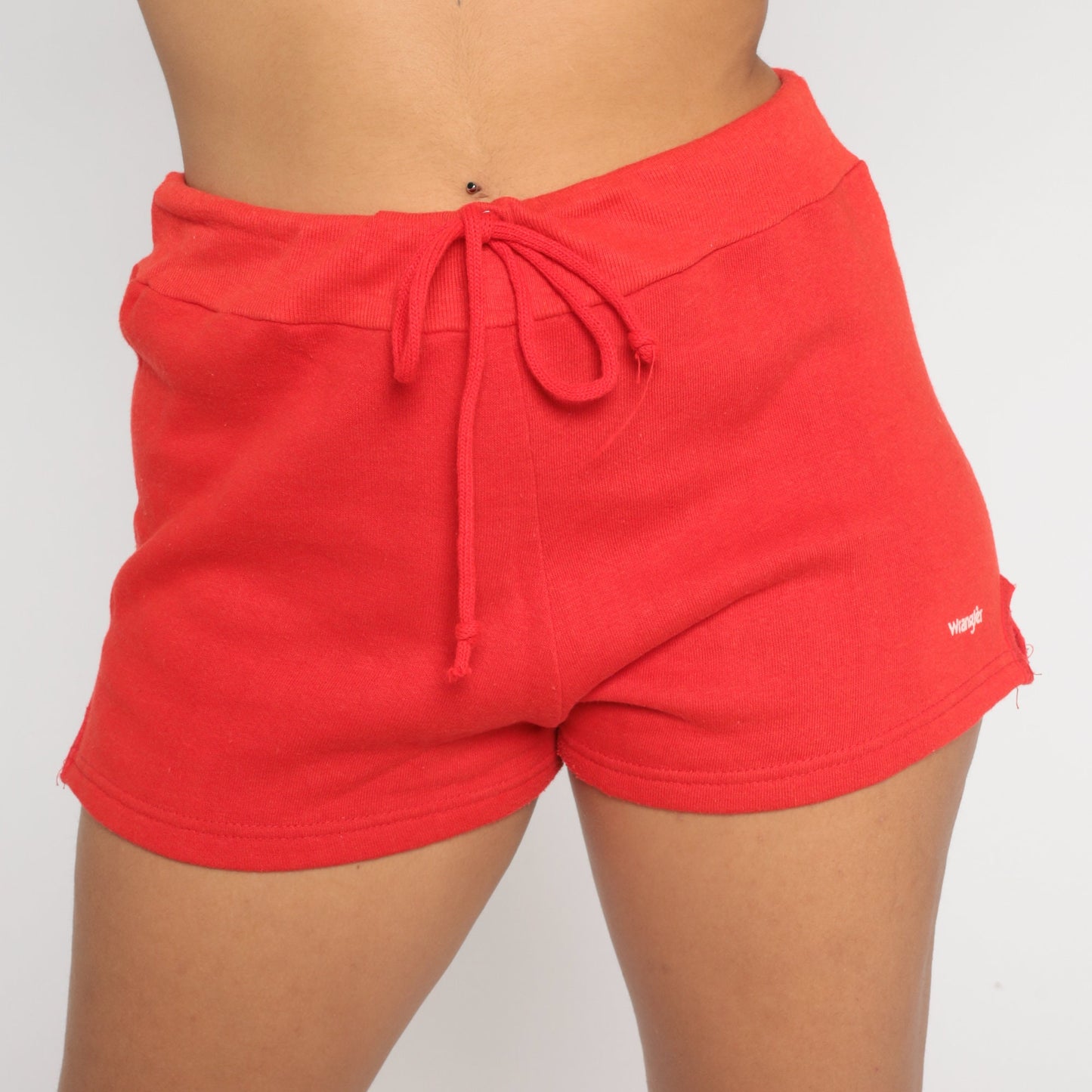 80s Wrangler Red Sweat Shorts Drawstring High Waist Large L