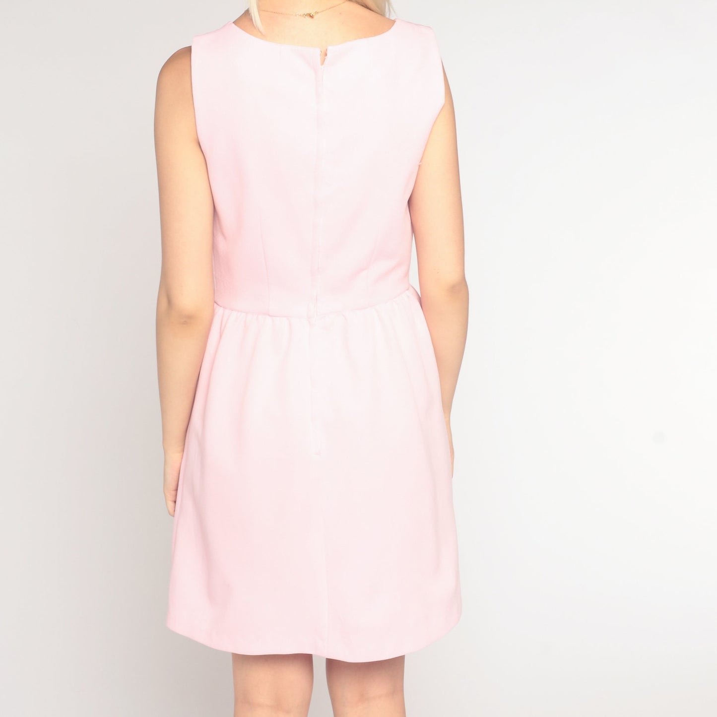 60s Bubblegum Pink Mini Dress Sleeveless High Waist A-Line Small