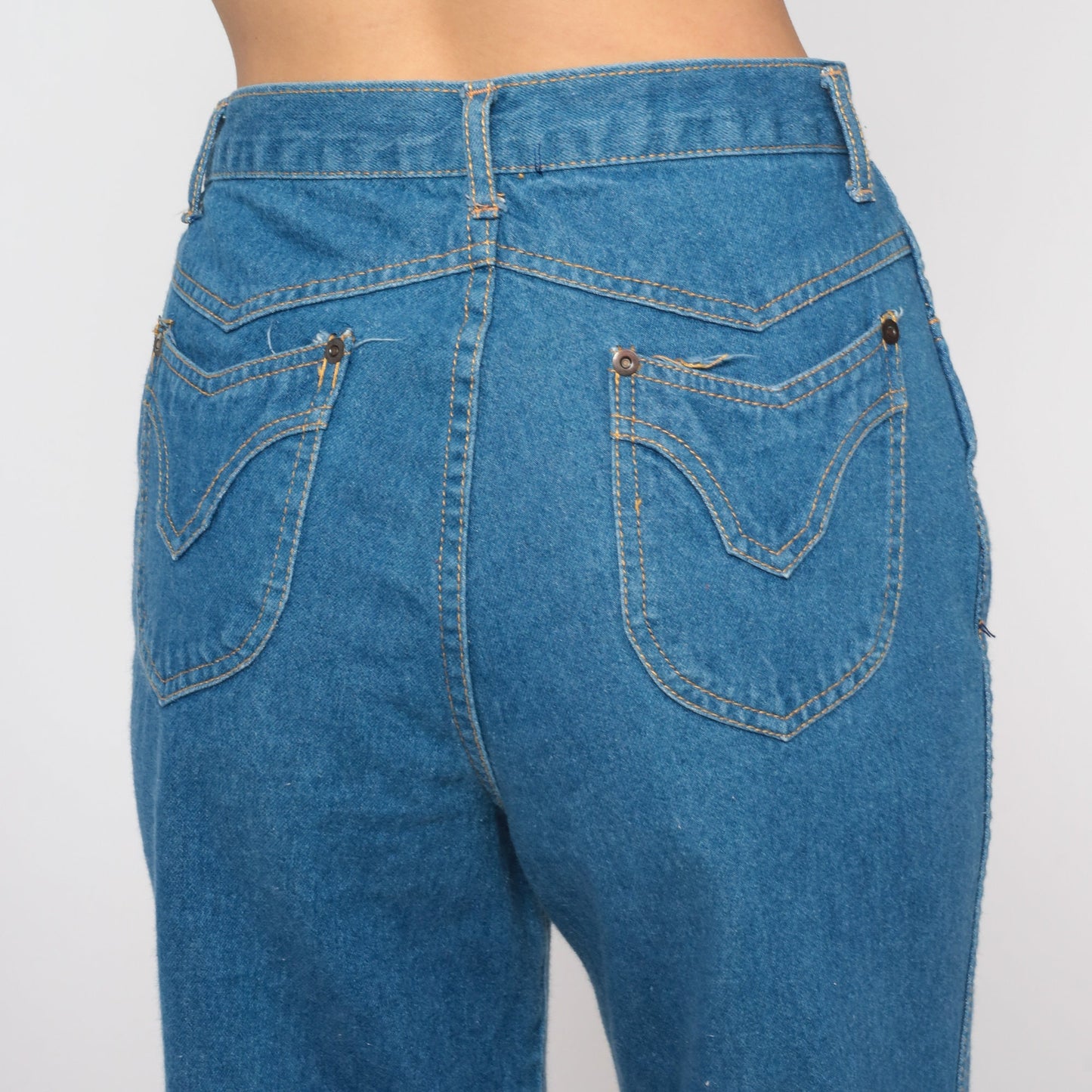 70s High Waisted Straight Leg Jeans Blue Denim Medium 29