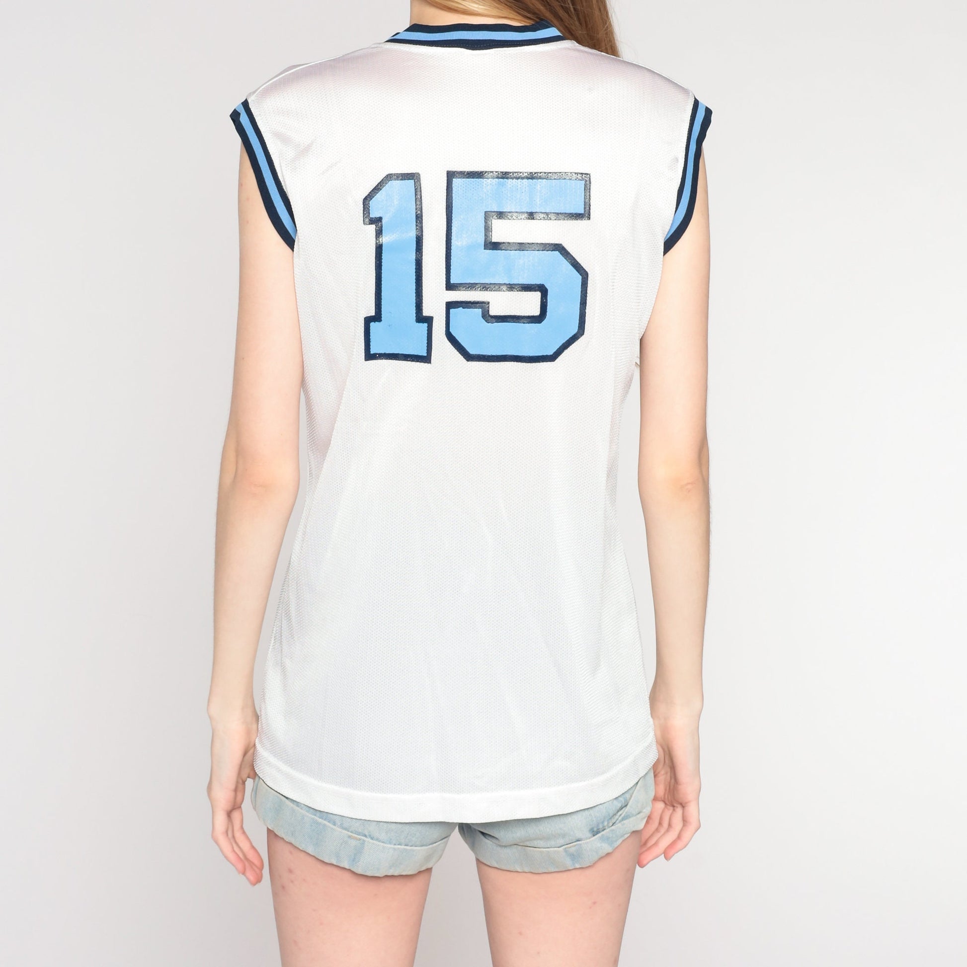 90s Champion Northwood Timberwolves Basketball Jersey #15 White Medium