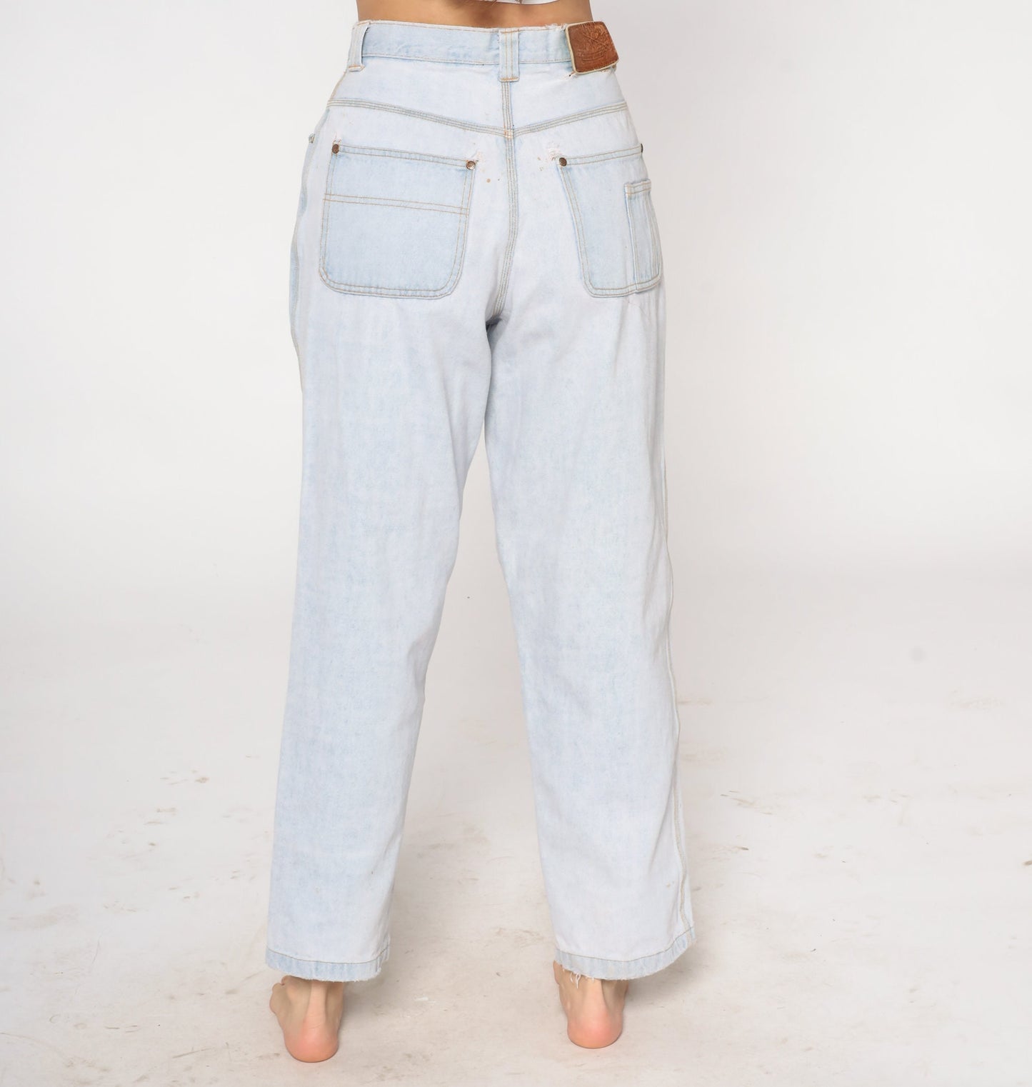 90s Raw Rags Light Stone Wash High Waist Straight Leg Jeans Medium 30
