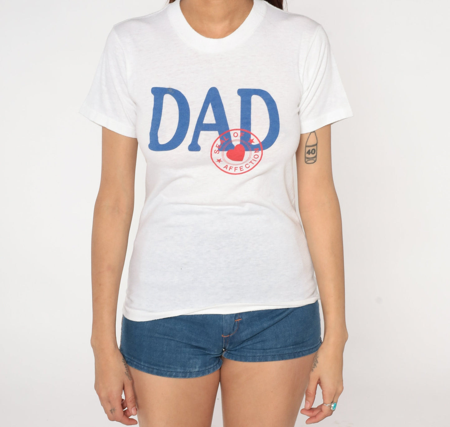 80s Dad Seal of Affection Graphic T-Shirt White Single Stitch Extra Small