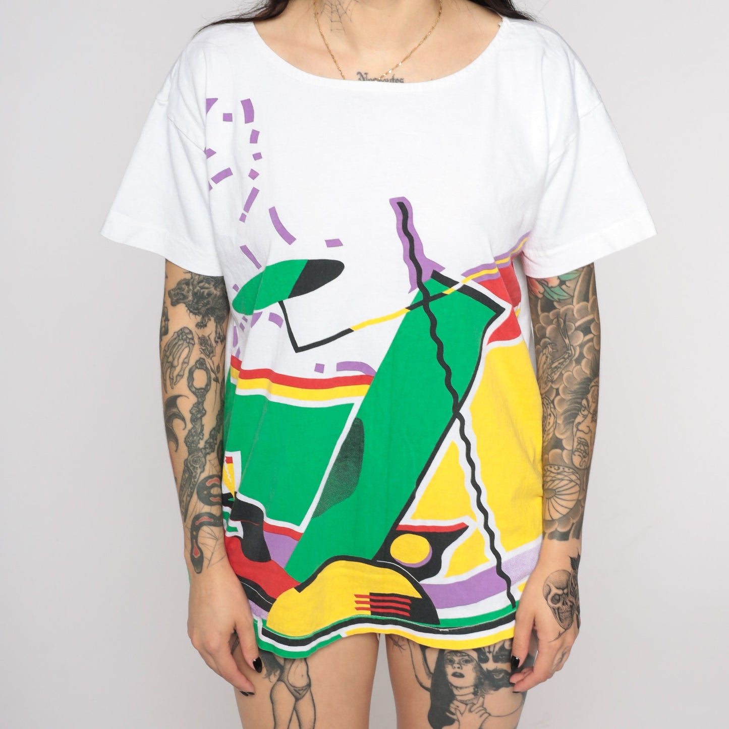 00s Golf Bag Graphic T-Shirt White Stylized Club Print Large L