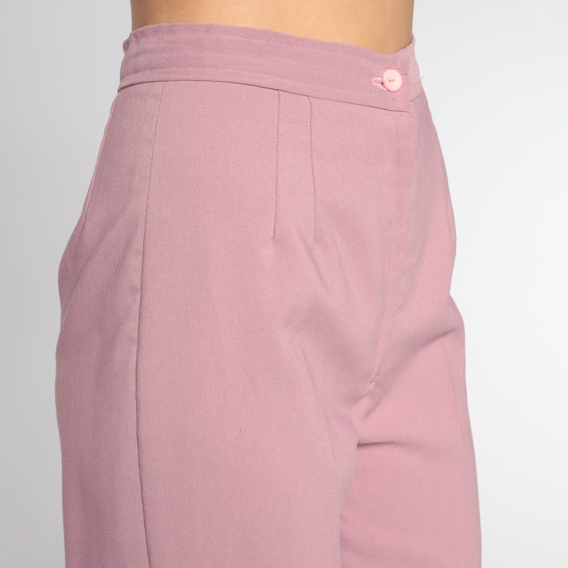 70s Mauve Pink High-Waisted Bell Bottom Pants Small