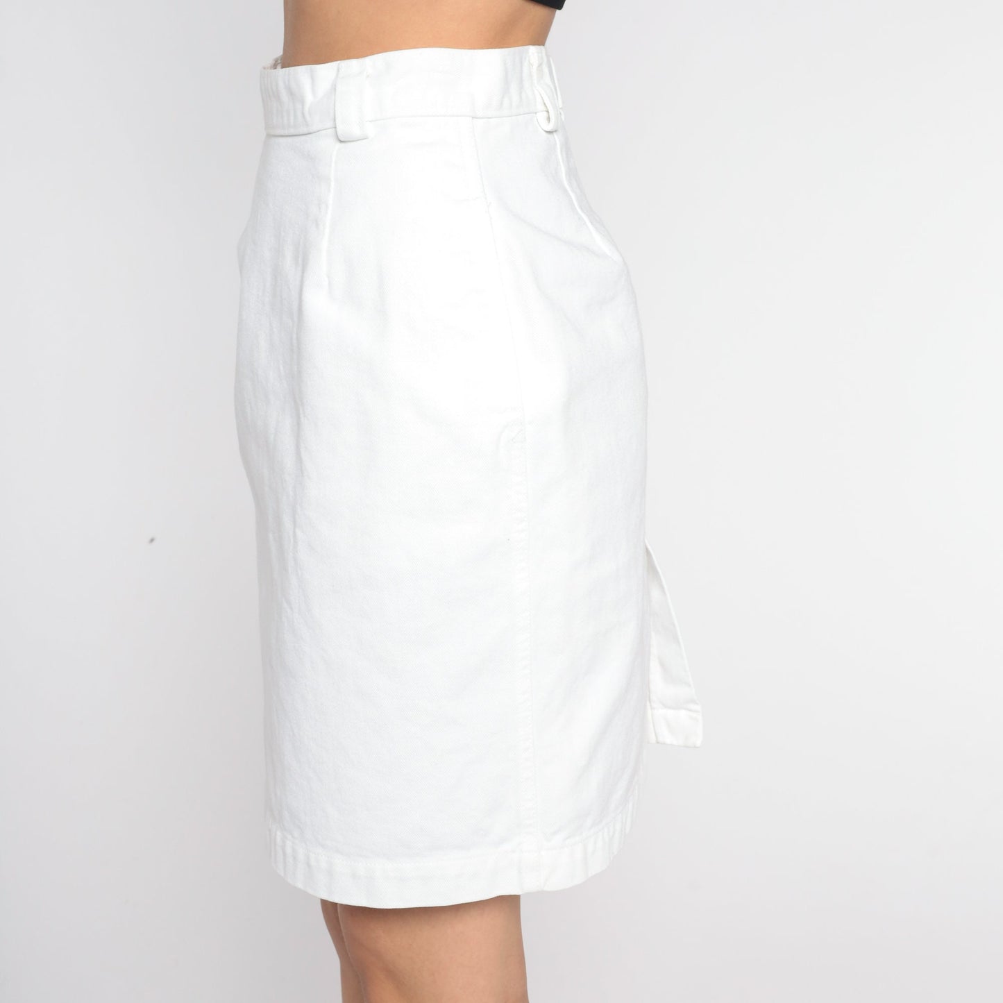 90s Calvin Klein White Denim Mini Skirt High Waisted Pencil Small S