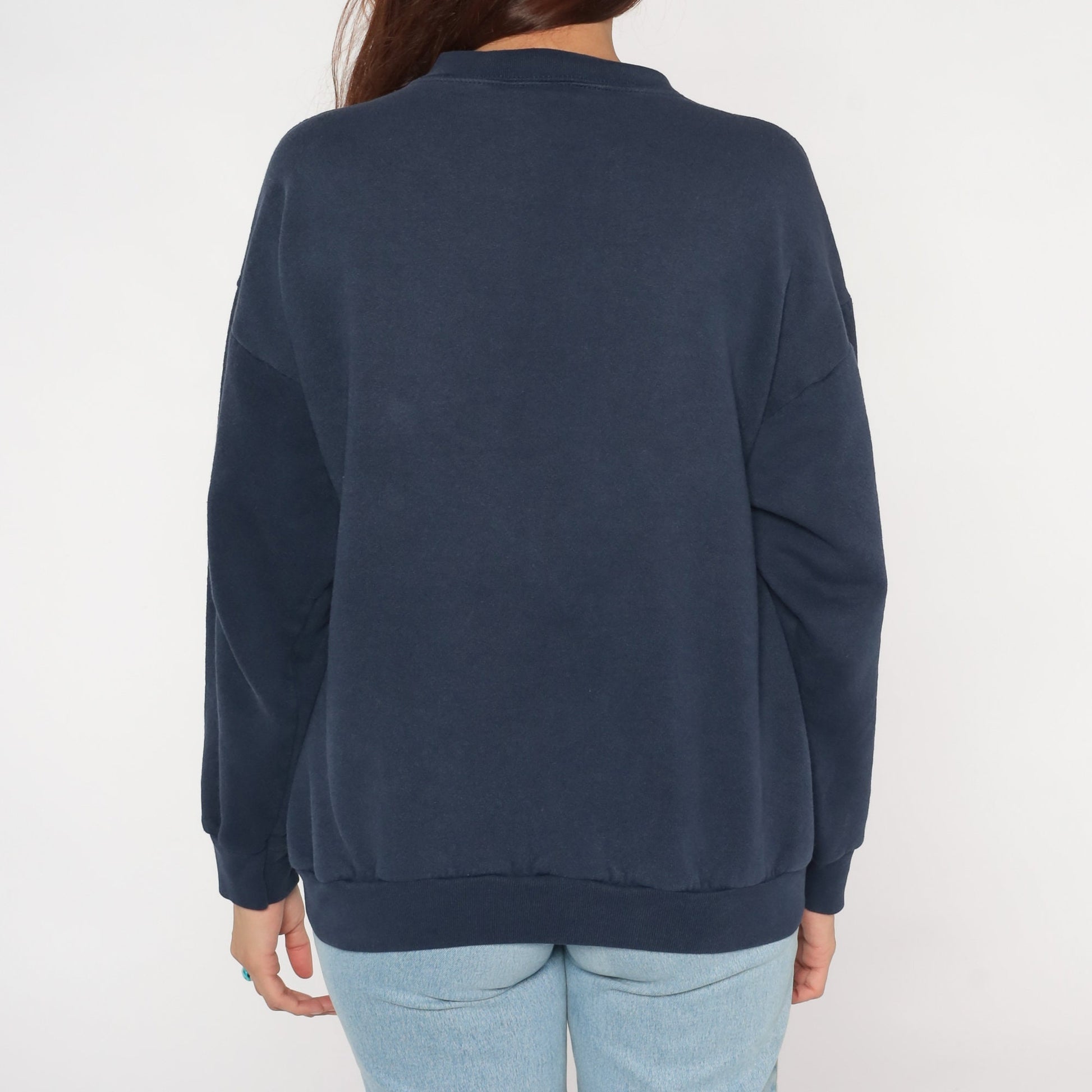 90s Waikiki Beach Hawaii Embroidered Sweatshirt Navy Crewneck Large L