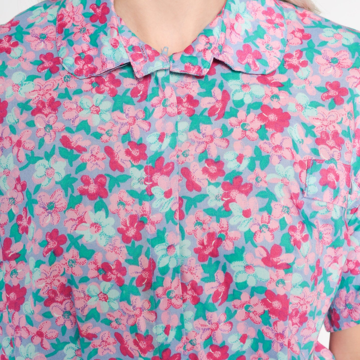 90s Floral Romper Purple Pink High-Waisted Shorts Playsuit Medium
