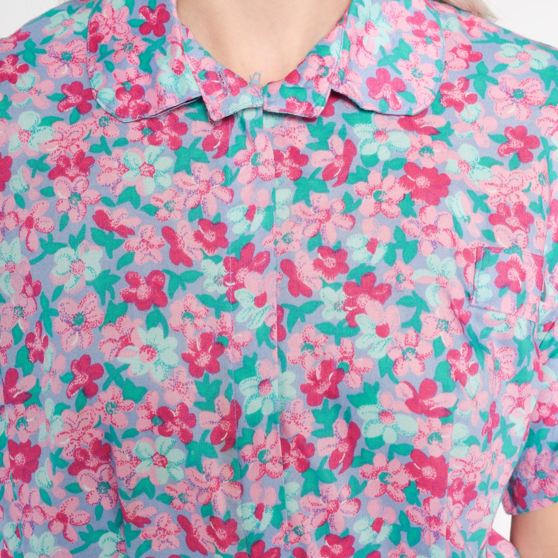 90s Floral Romper Purple Pink High-Waisted Shorts Playsuit Medium