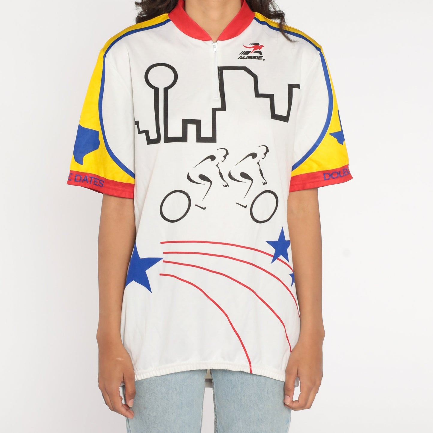 90s Aussie Cycling Jersey Tandem Bicycle Graphic Tee White Extra Extra Large XXL