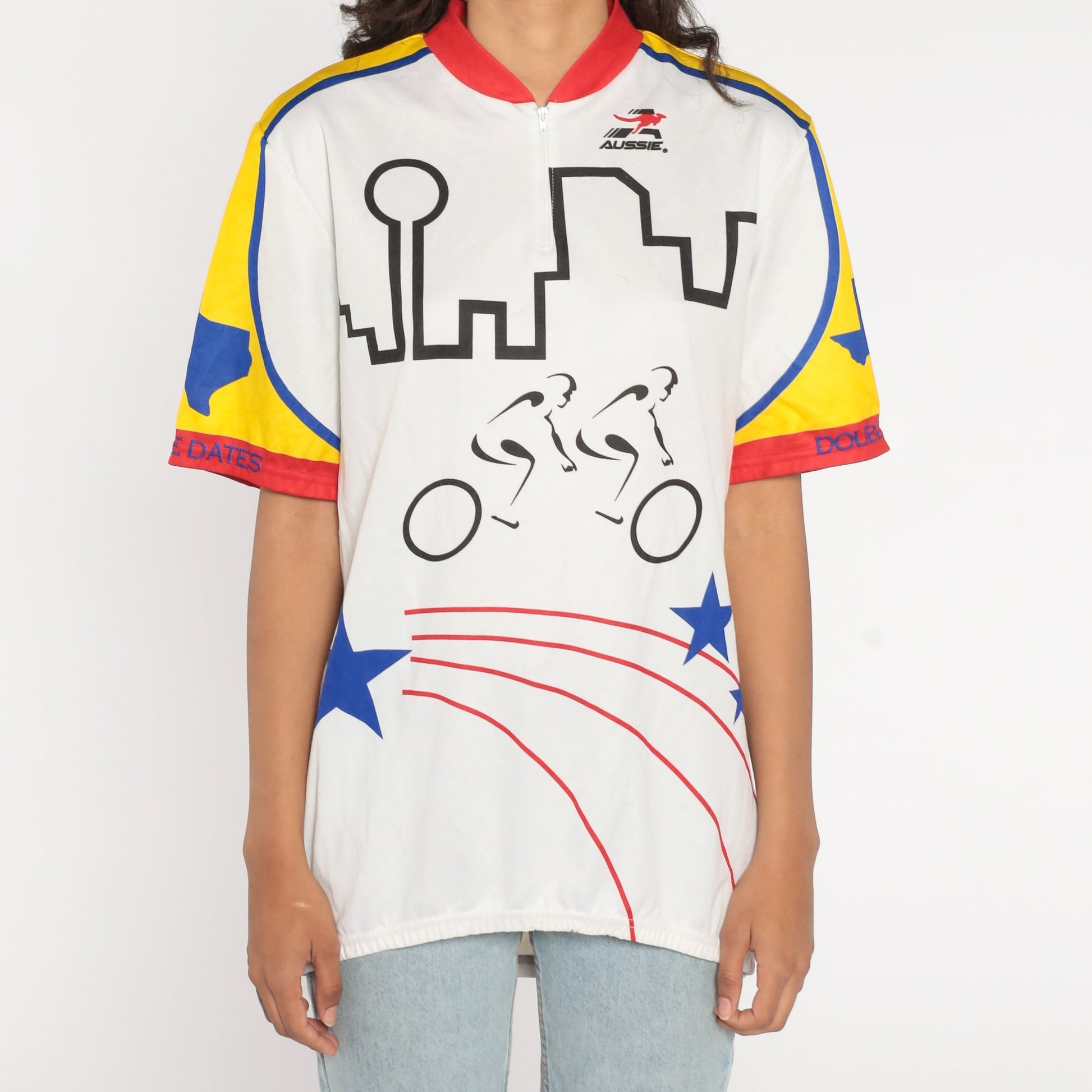 90s Aussie Cycling Jersey Tandem Bicycle Graphic Tee White Extra Extra Large XXL