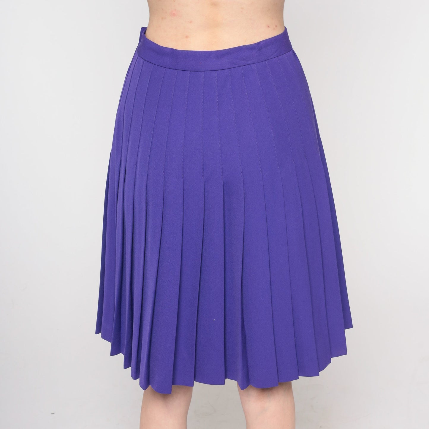 80s Purple Pleated Midi Skirt High Waist Extra Small