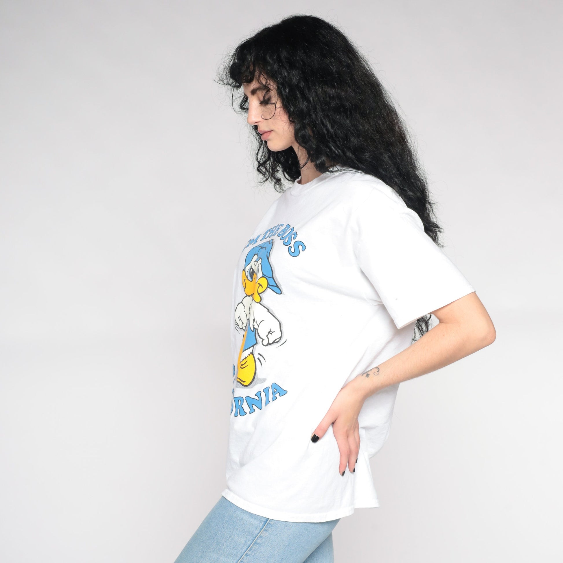 00s California Duck Graphic T-Shirt I'm The Boss White Medium