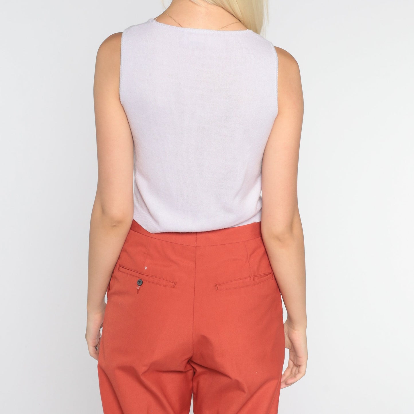 70s Lavender Knit Tank Top Sleeveless Sweater Vest Extra Small