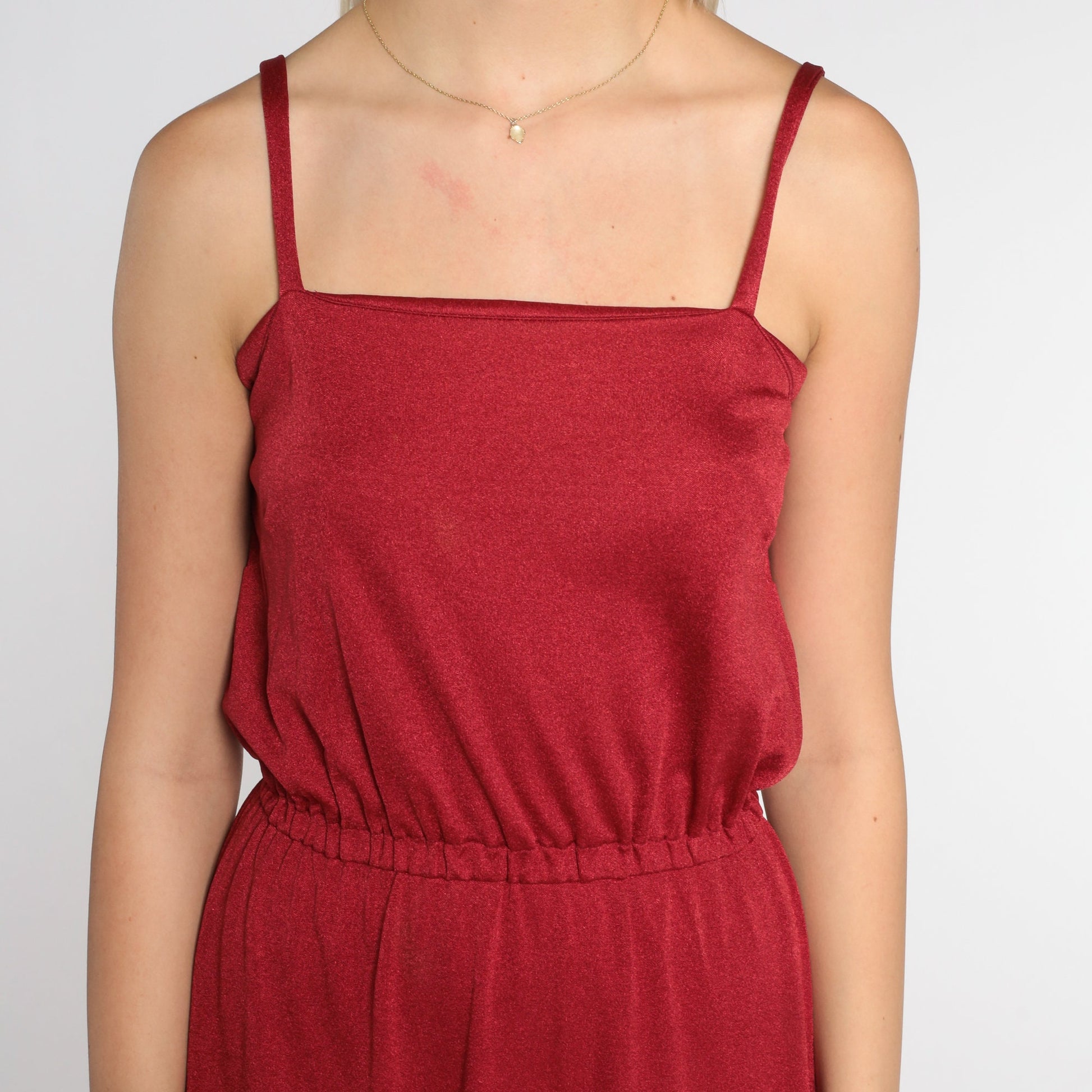 70s Red Maxi Dress Sleeveless High Waist Grecian Gown Small Medium