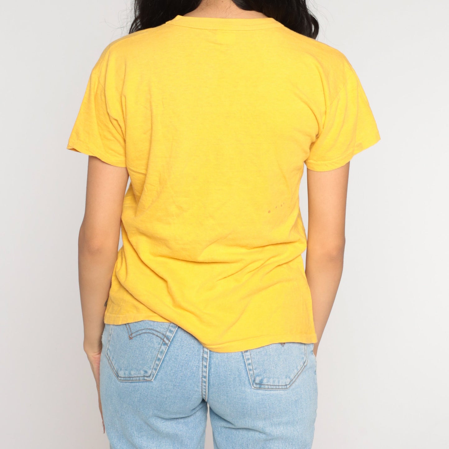 70s Forwood Elementary Basketball Champions T-Shirt Yellow Graphic Tee Medium