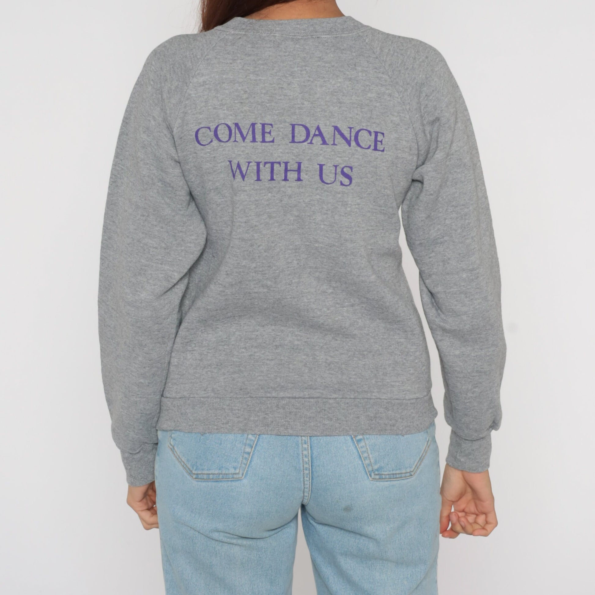 90s Roseville School of Dance Raglan Sweatshirt Grey Graphic Crewneck Small