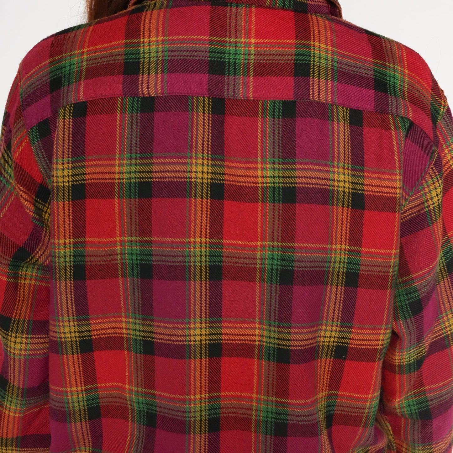 90s Red Plaid Flannel Shirt Button-Up Long Sleeve Collared Medium M