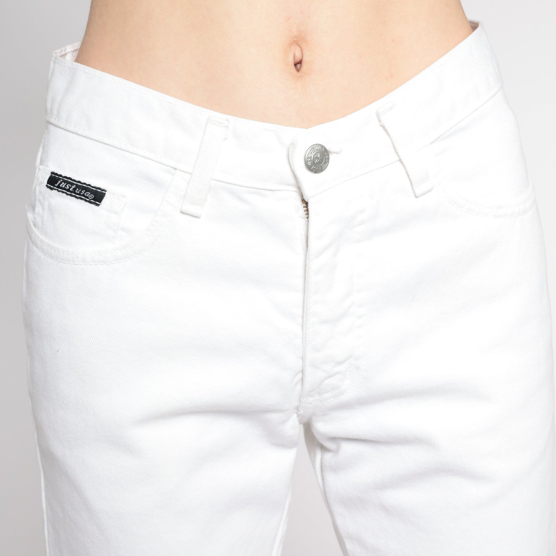 90s White Flared Jeans Low Rise Bell Bottom Denim Extra Small XS