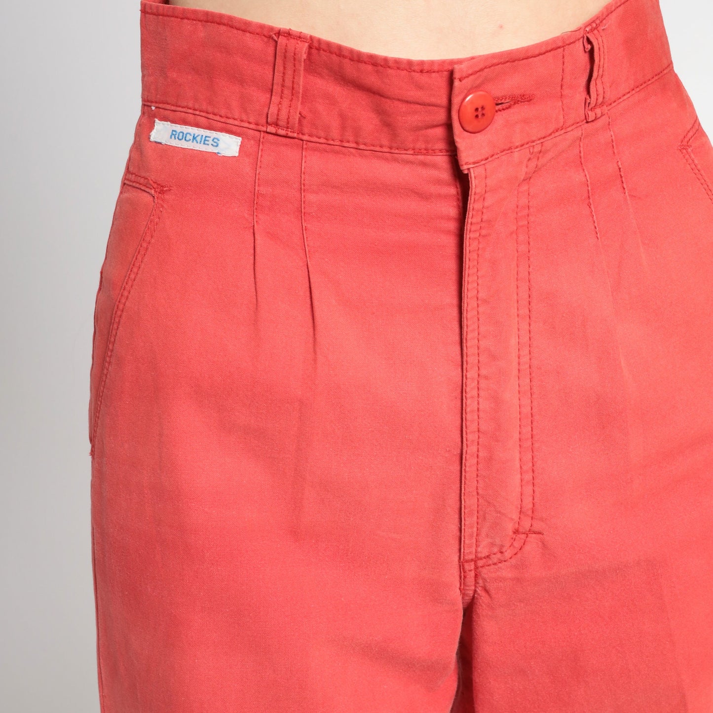 80s Rockies Red Cotton High-Waisted Tapered Trousers Extra Small Tall