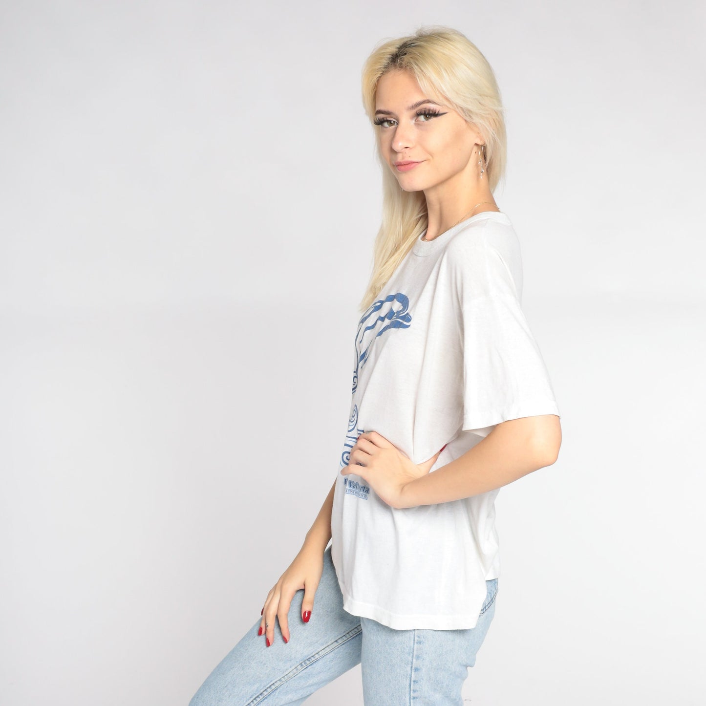 90s Dolphin Puerto Vallarta Mexico Graphic T-Shirt White Cotton Large L
