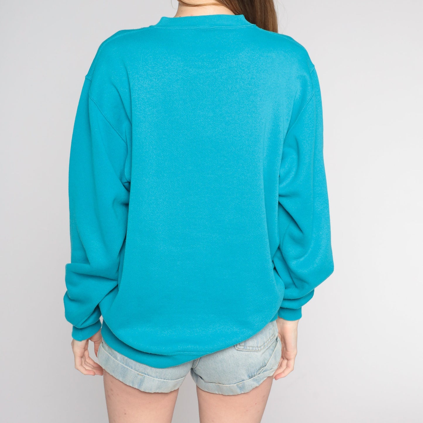 90s Jerzees Sweatshirt Bright Blue Crewneck Drop Shoulder Medium Large